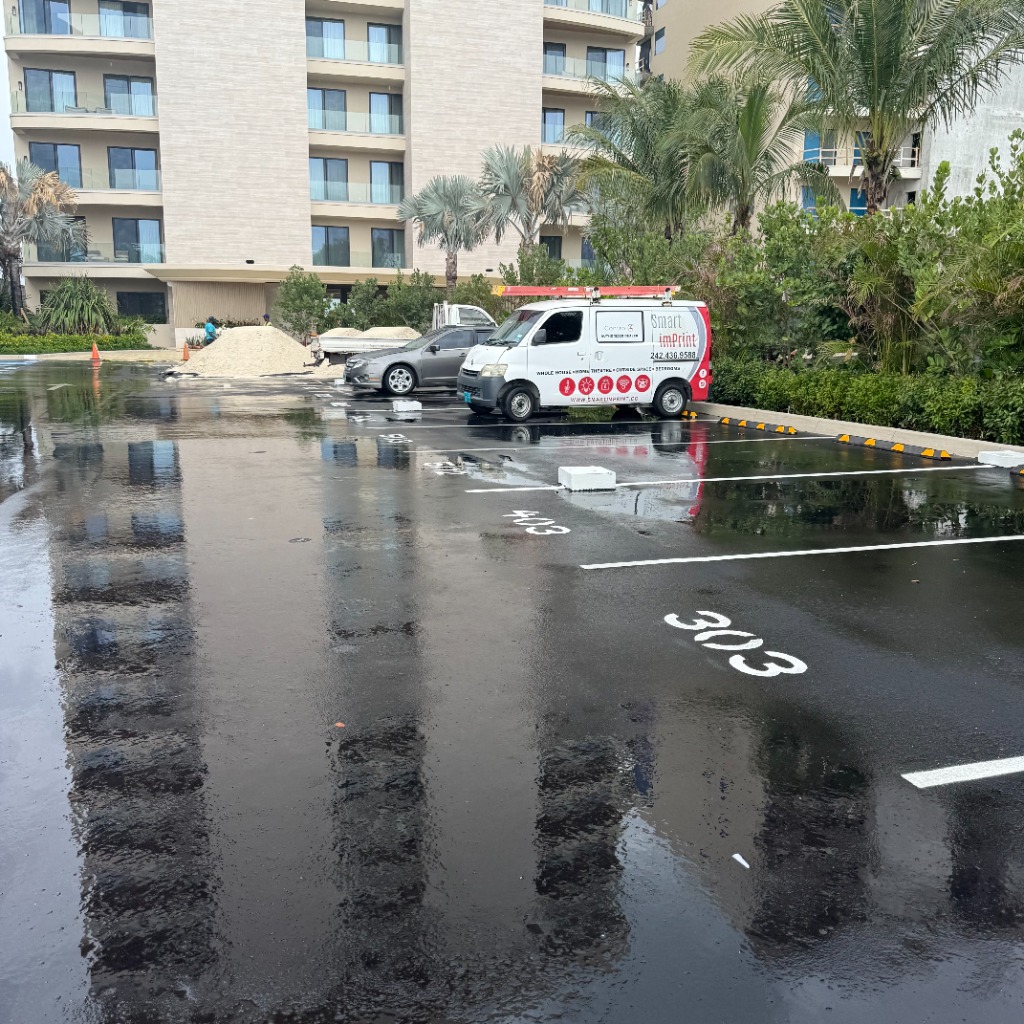 Smart Imprint service van at a luxury property in Nassau Bahamas